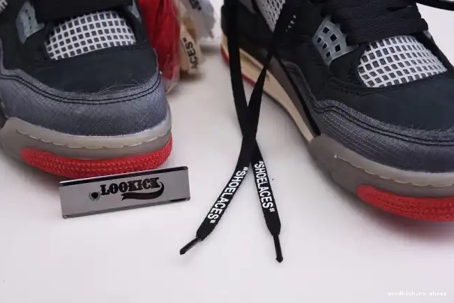 Cheap White Off Jordan 4 x Bred Air CV9388-001 Retro 0327